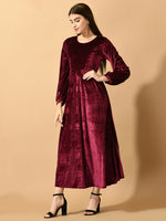 Thumbnail for Myshka Women's Violet Fit and Flare Party Dress - Distacart