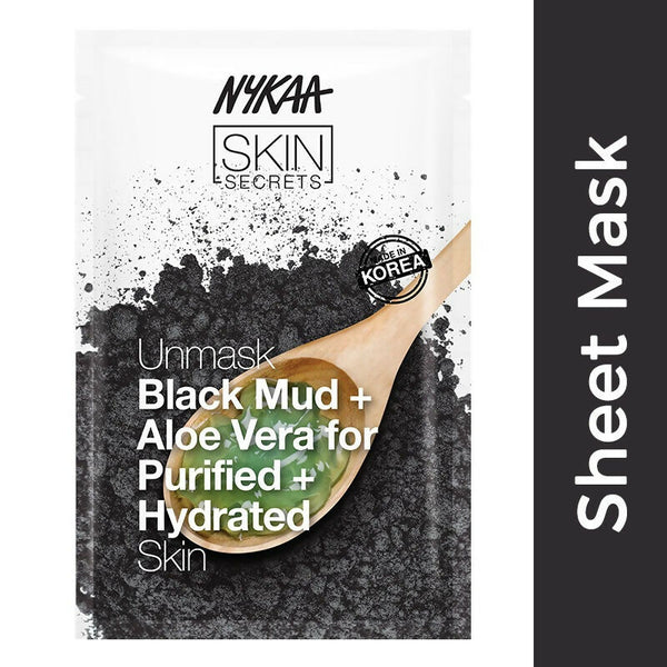 Nykaa Skin Secrets Exotic Indulgence Black Mud + Aloe Vera Sheet Mask For Purified & Hydrated Skin - Distacart