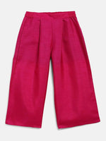 Thumbnail for Ahalyaa Red Poly Silk Straight Printed Kids Kurta Palazzo Set For Girls - Distacart