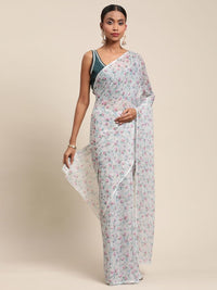 Thumbnail for Ahalyaa Women's Grey Chiffon Digital Print Floral Saree - Distacart