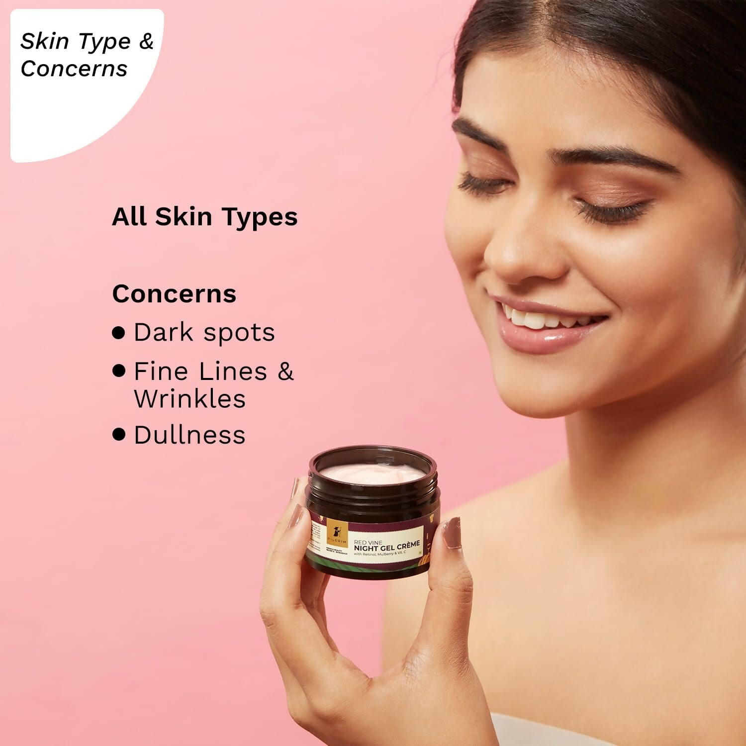Pilgrim French Red Vine Anti Aging Night Cream with Retinol, Mulberry & Vitamin C For Glowing Skin & Skin Repair - Distacart