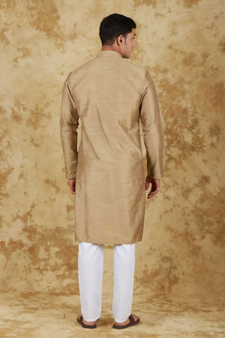 Bluesaanchi Men's Handloom Embroidered Ecru Kurta Set - Distacart