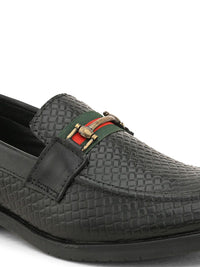 Thumbnail for House of Pataudi Men leather Textured Formal Loafers