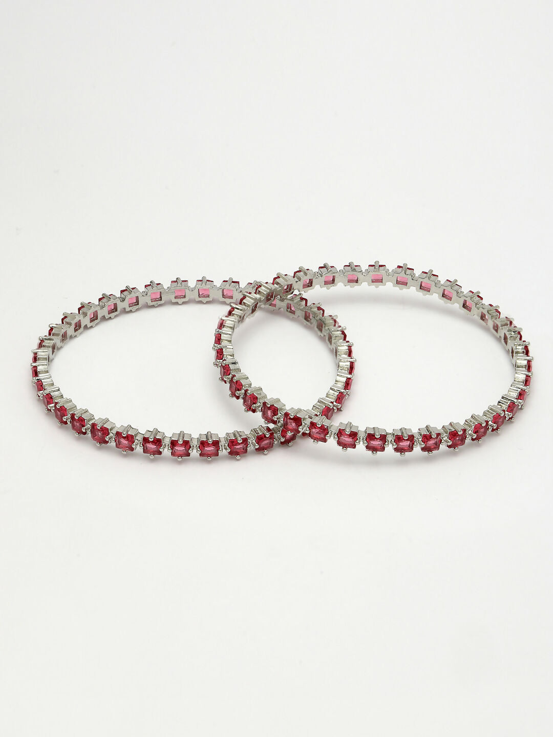 NVR Women's Set of 2 Pink CZ Stone-Studded Handcrafted Bangles - Distacart