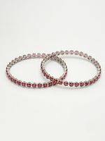 Thumbnail for NVR Women's Set of 2 Pink CZ Stone-Studded Handcrafted Bangles - Distacart