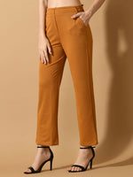 Thumbnail for Myshka Women's Mustard Straight Fit Party Trouser - Distacart