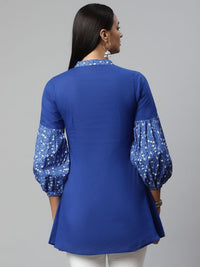 Thumbnail for Ahalyaa Women Blue Pure Cotton Printed Tunic - Distacart