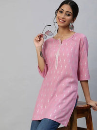 Thumbnail for Anubhutee Mauve & White Ethnic Motifs Printed Mirror Work Mirror Work Kurti - Distacart