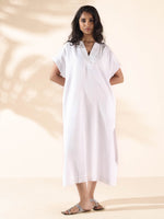 Thumbnail for trueBrowns White Cotton Oversized Dress - Distacart