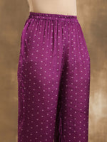 Thumbnail for trueBrowns Purple Bandhani Printed Silk Co-Ord Set - Distacart