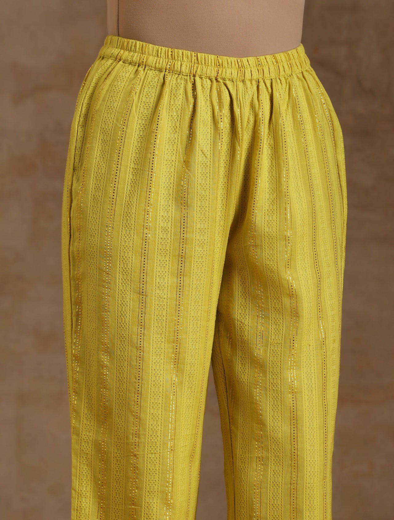 trueBrowns Lime Gold Cotton Kalidar Kurta Set - Distacart