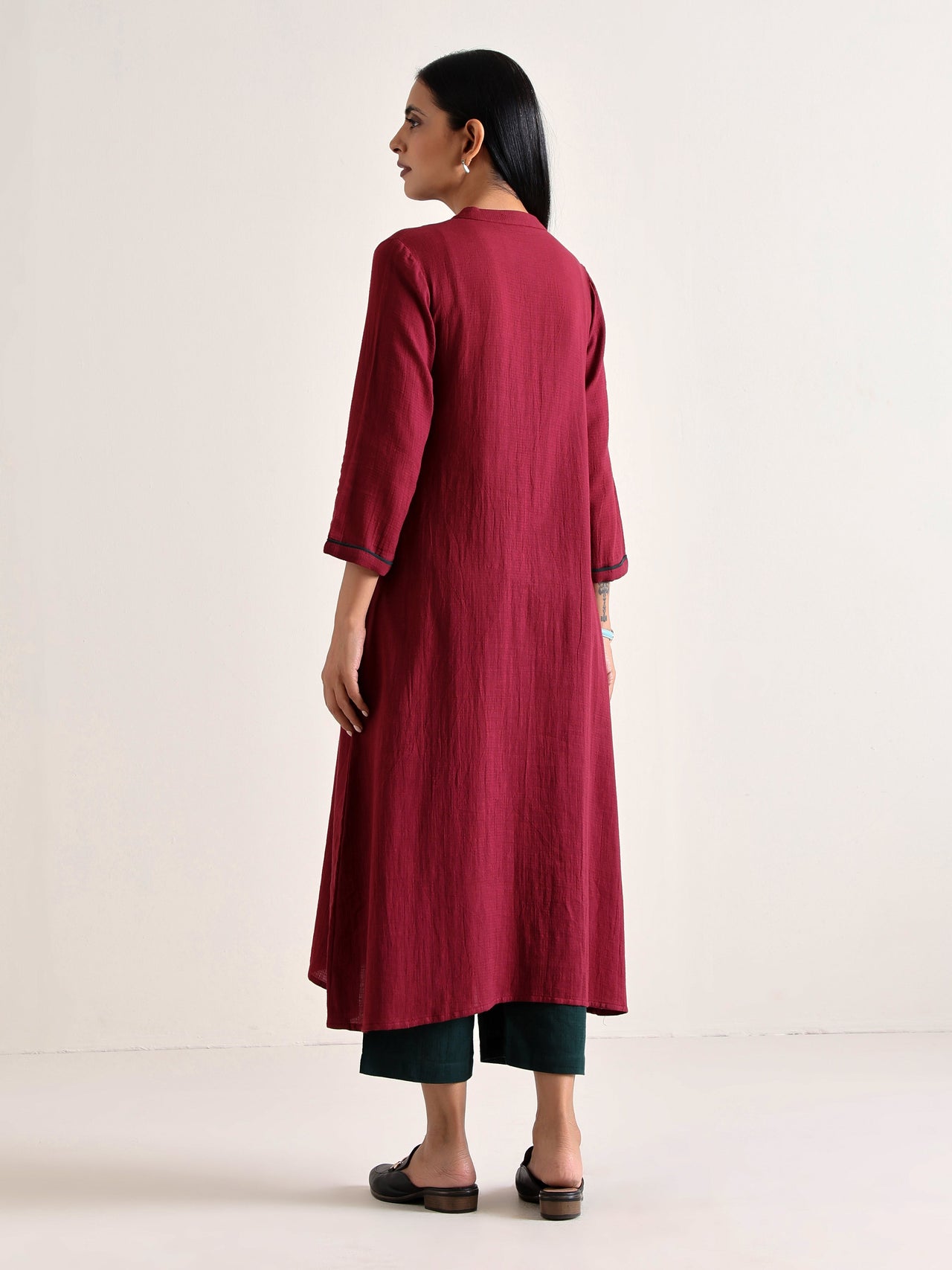 trueBrowns Maroon Placket Kurta Pant Set - Distacart