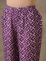 Thumbnail for trueBrowns Purple White Lehariya Printed Silk Co-Ord Set - Distacart