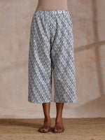 Thumbnail for trueBrowns Multi Grey On Grey Ikat Print Cotton High-Low Co-Ord Set - Distacart