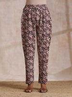 Thumbnail for trueBrowns Black Floral Overall Bagru Print Cotton Pant Suit Set - Distacart