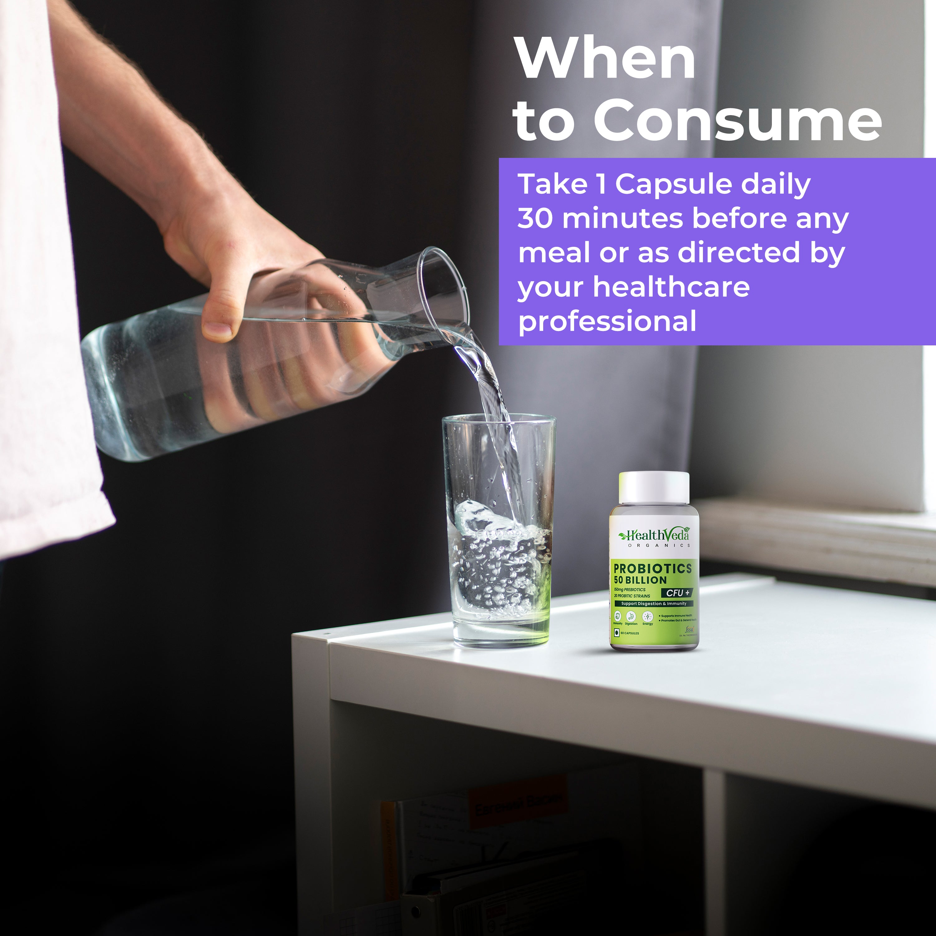 Health Veda Organics Probiotics 50 Billion Veg Capsules - Distacart