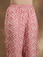 Thumbnail for trueBrowns Light Mauve Zig-Zag Printed Silk Co-Ord Set - Distacart