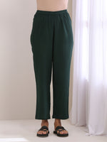 Thumbnail for trueBrowns Dark Green Dobby Relaxed Fit Co-Ord Set - Distacart