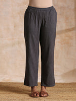 Thumbnail for trueBrowns Mustard Dabu Zig-Zag Lines Print Cotton Panel Kaftan Kurta Pant Set - Distacart