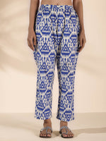 Thumbnail for trueBrowns Blue Cotton Ikat Sleeveless Co-ord Set - Distacart