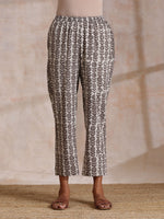 Thumbnail for trueBrowns Clay Dabu Zig-Zag Motifs Print Cotton Kurta Pant Set - Distacart