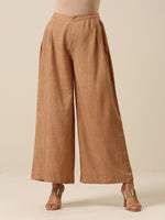 Thumbnail for trueBrowns Beige Slub Texture Sleevesless Jacket Pant Set - Distacart