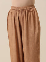 Thumbnail for trueBrowns Beige Slub Texture Sleeveless Flared Kurta Pant Set - Distacart