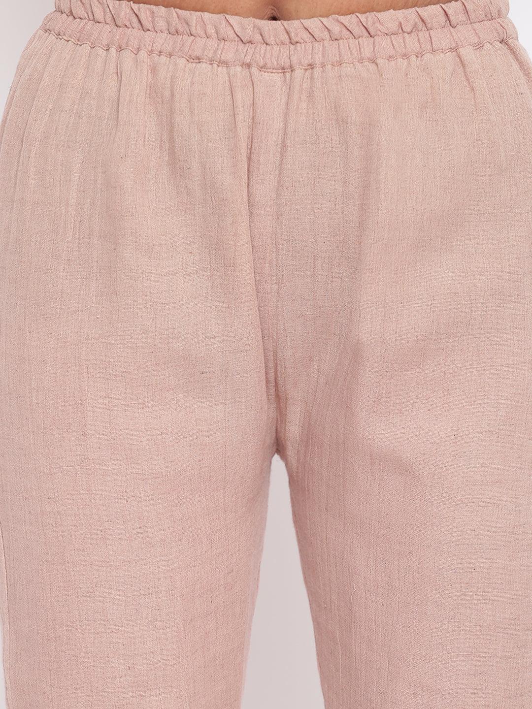 trueBrowns Pure Cotton Beige Gota Slit Kurta Set - Distacart