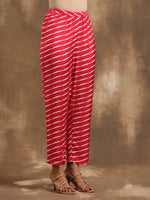 Thumbnail for trueBrowns Pink Lehariya Printed Silk Kaftan Co-Ord Set - Distacart