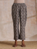 Thumbnail for trueBrowns Clay Dabu Geometric Print Cotton Angrakha Kurta Pant Set - Distacart