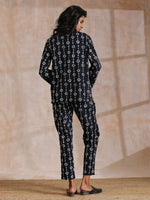 Thumbnail for trueBrowns Black White Geometric Print Cotton Pant Suit Set - Distacart