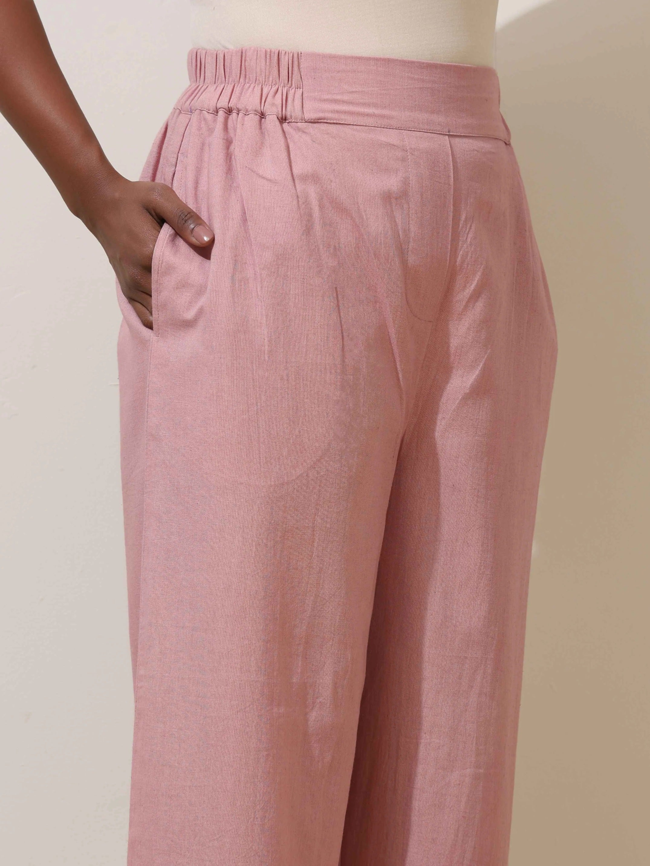 trueBrowns Pink Cotton Linen Co-Ord Set - Distacart