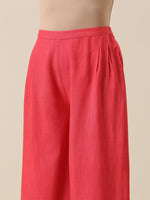 Thumbnail for trueBrowns Bright Pink Slub Texture Sleevesless Jacket Pant Set - Distacart