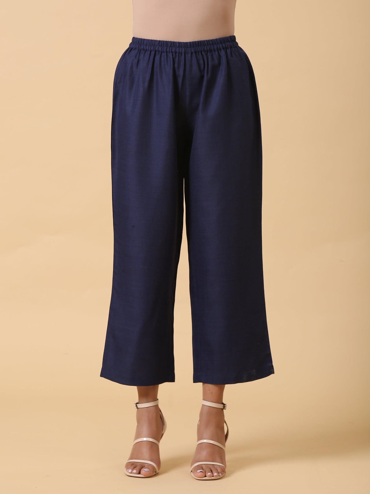 trueBrowns Cotton Linen Dark Blue Kurta Pant Set - Distacart