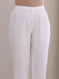 Thumbnail for trueBrowns White Dobby Boxy Fit High Low Co-Ord Set - Distacart