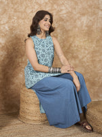 Thumbnail for InWeave Mint Blue Side Asymmetric Kurta Set - Distacart