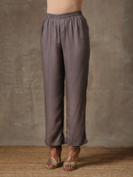 Thumbnail for trueBrowns Grey Pink Floral Printed Silk Co-Ord Set - Distacart