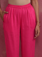 Thumbnail for trueBrowns Pink Modal High Slit Kurta Set - Distacart