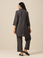 Thumbnail for trueBrowns Slate Grey Slub Texture Collar Short Co-Ord Set - Distacart