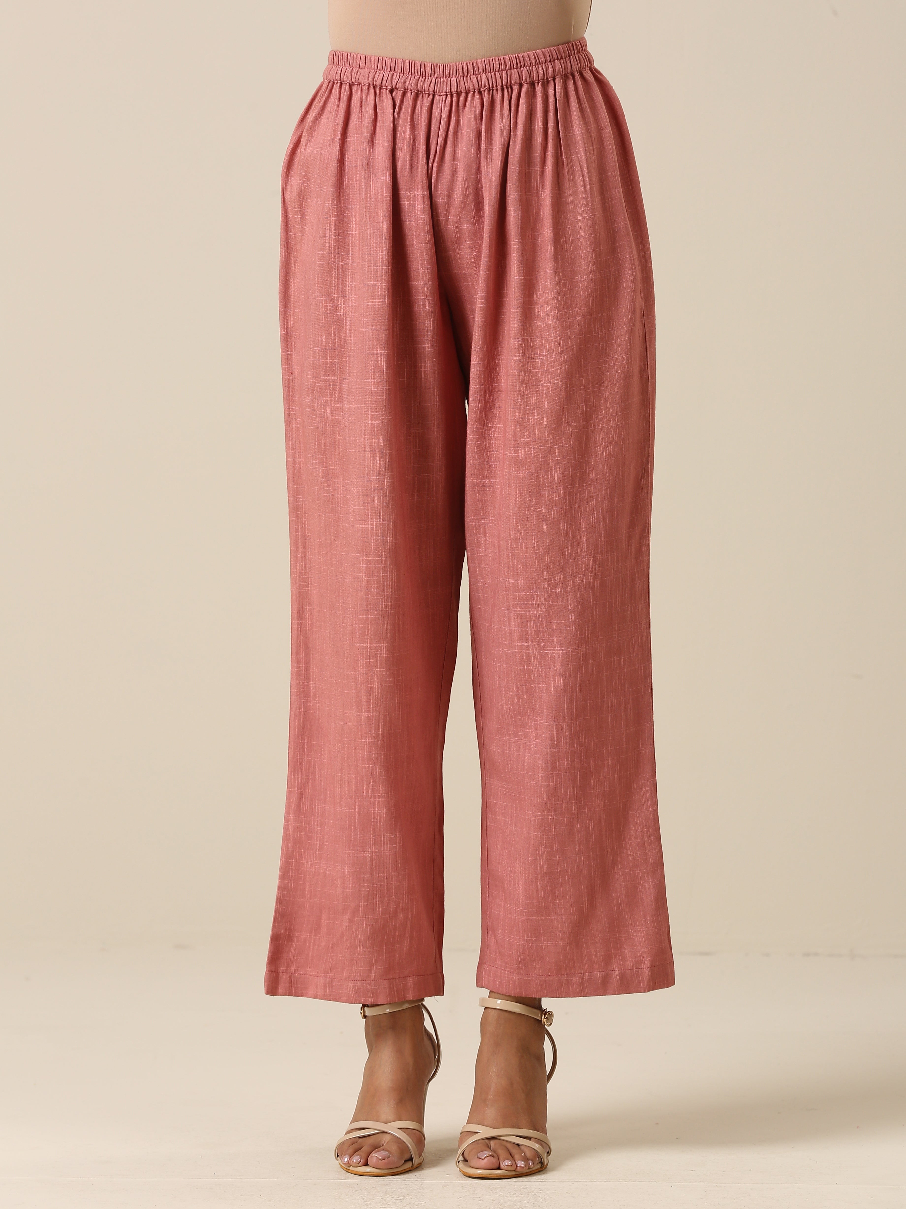 trueBrowns Light Mauve Slub Textured Sleeveless Short Co-Ord Set - Distacart