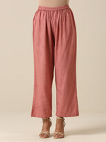 Thumbnail for trueBrowns Light Mauve Slub Textured Sleeveless Short Co-Ord Set - Distacart