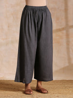 Thumbnail for trueBrowns Blue Grey Overall Floral Block On White Print Cotton Kurta Pant Set - Distacart