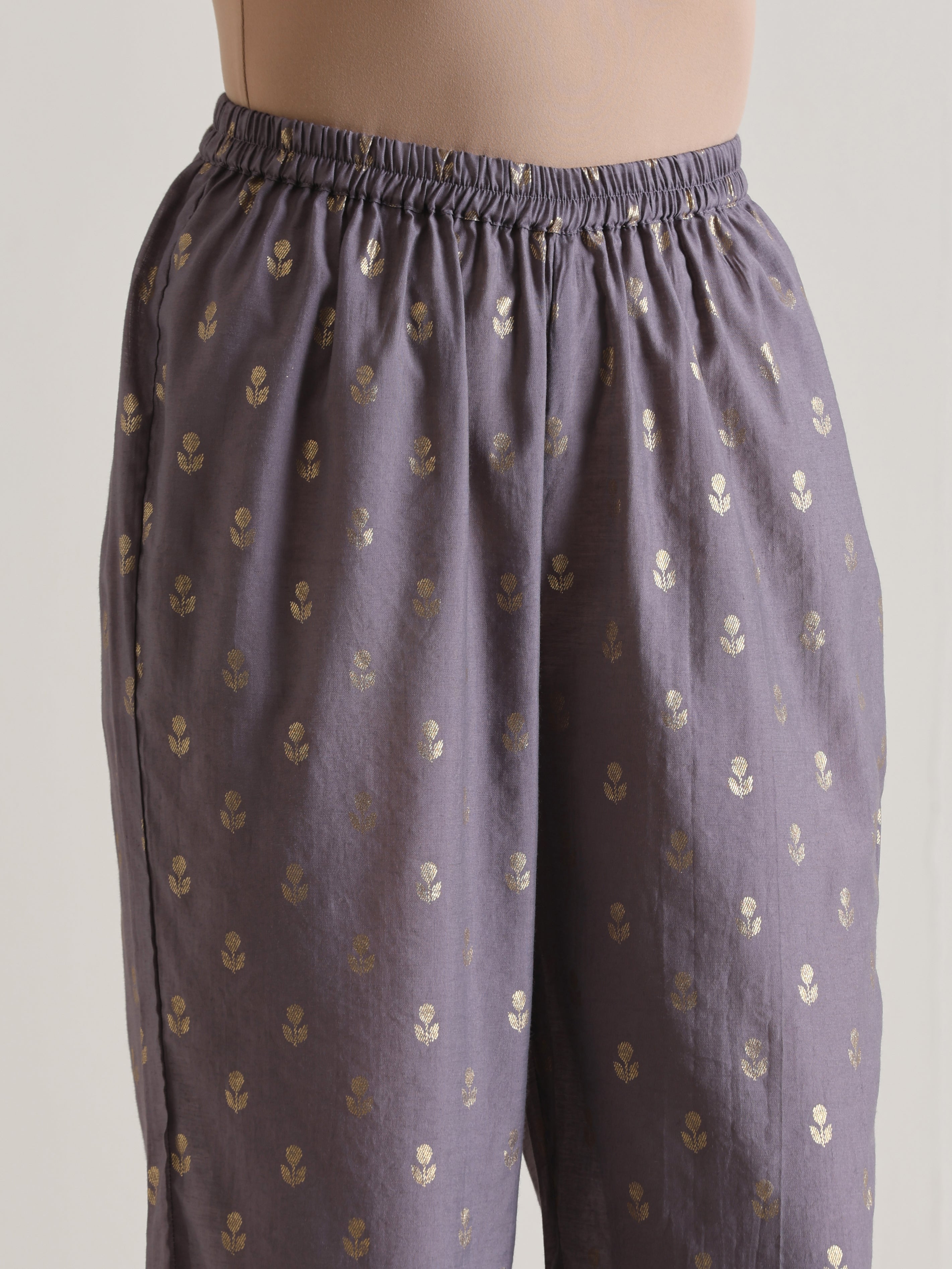 trueBrowns Plum Grey Foil Short Co-Ord Set - Distacart