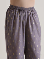 Thumbnail for trueBrowns Plum Grey Foil Short Co-Ord Set - Distacart