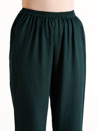 Thumbnail for trueBrowns Dark Green Sleeveless Flared Kurta Pant Set - Distacart
