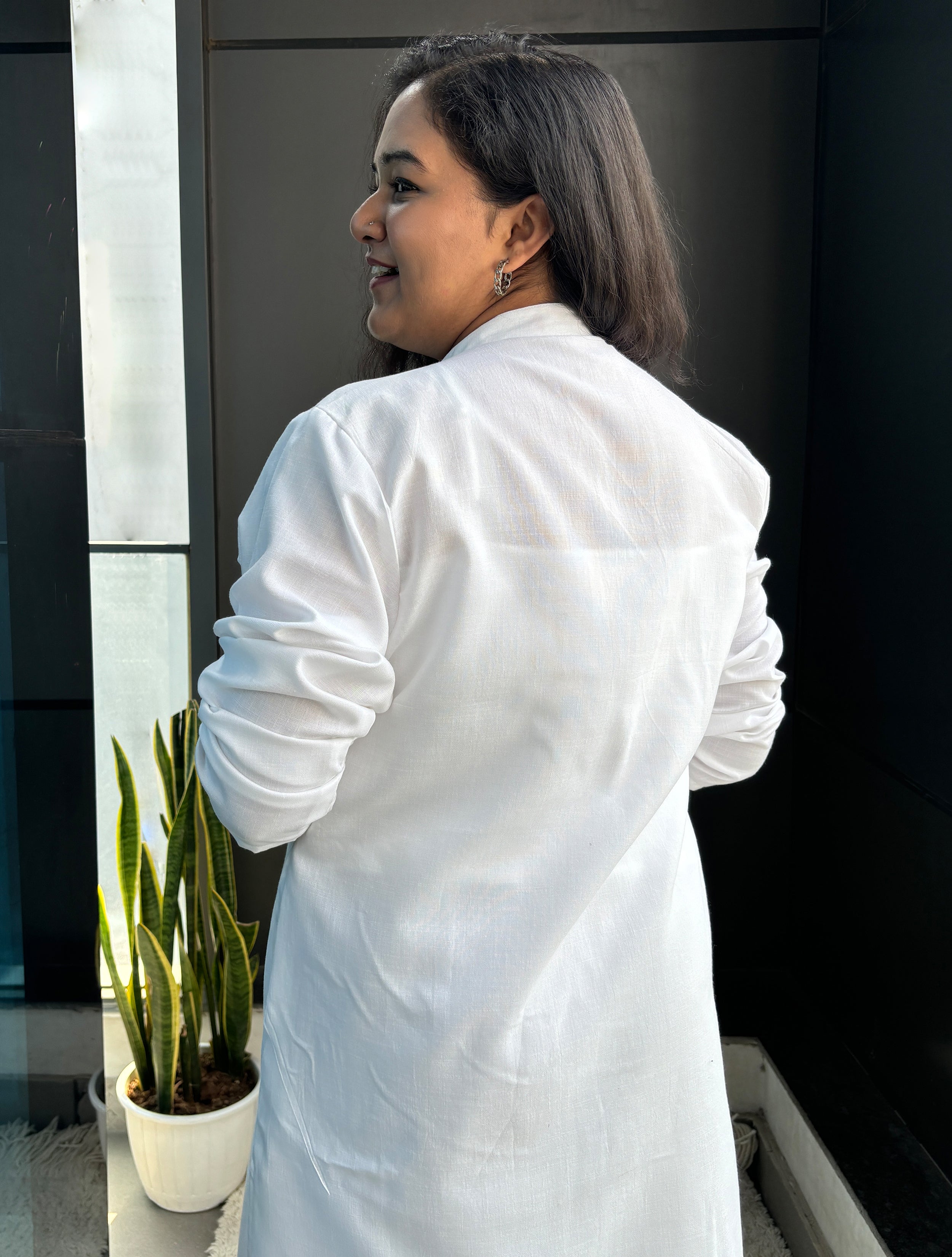 trueBrowns White Slub Kurta - Distacart