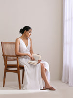 Thumbnail for trueBrowns White Slub Texture Sleeveless Wrap Dress - Distacart