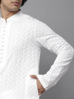 Thumbnail for Fabmade Elegant Chikankari Embroidered Straight Kurta With Pyjama - Distacart