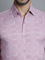 Thumbnail for Jainish Men's Geomatric Printed Formal Shirts - Magenta - Distacart