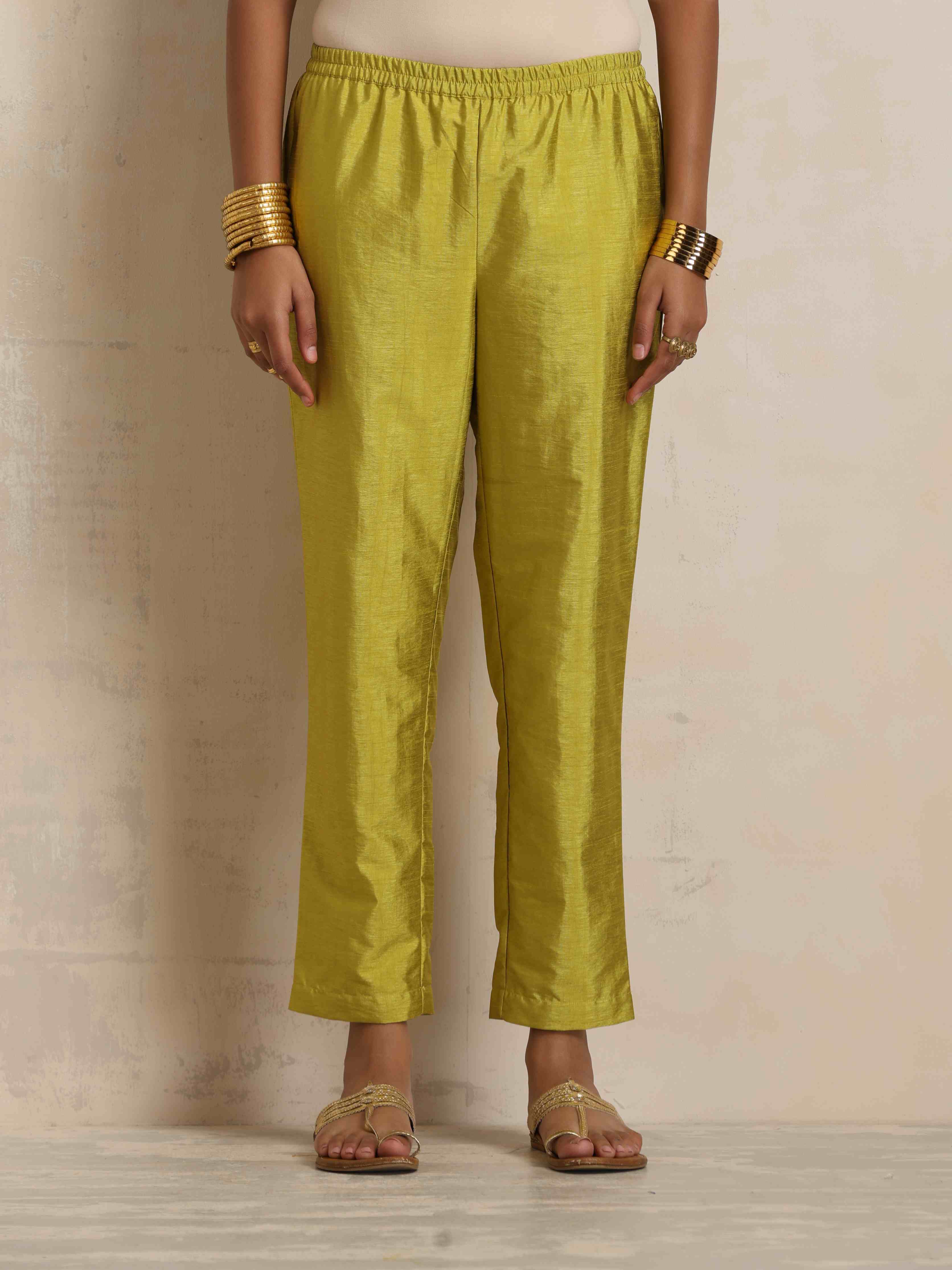 trueBrowns Green Tissue A-line Kurta Set - Distacart